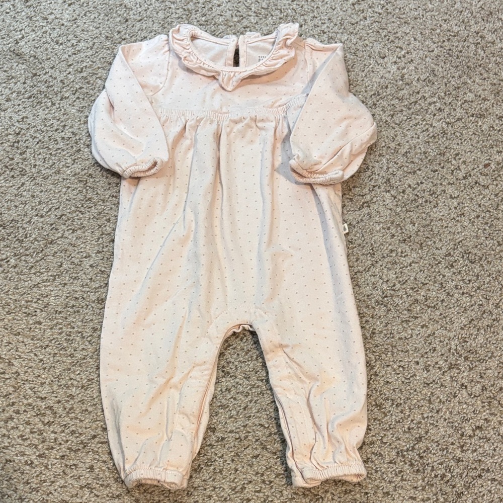 Baby Gap One Piece Cotton Ruffle Collar Dainty Polka Dot Romper Size 6-12 Mo